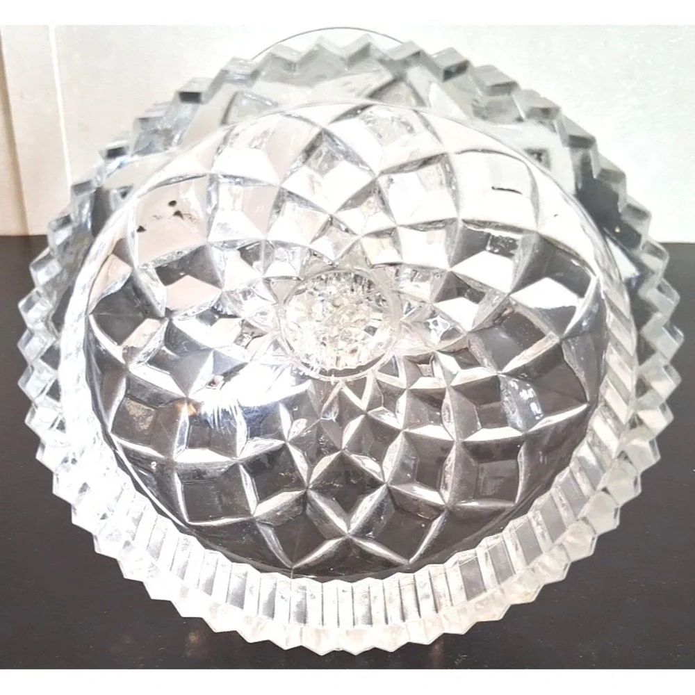 Vintage Pressed‎ Glass Candlestick with Prisms